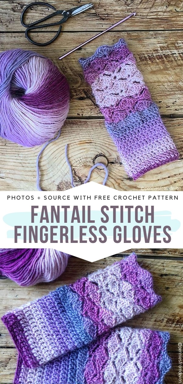 Fantail Stitch Fingerless Gloves
