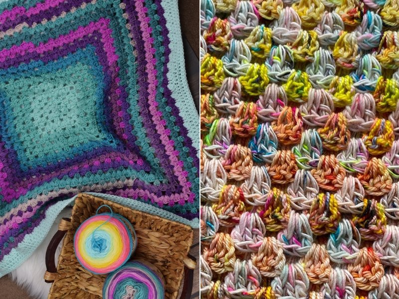 Multicolor discount yarn blanket