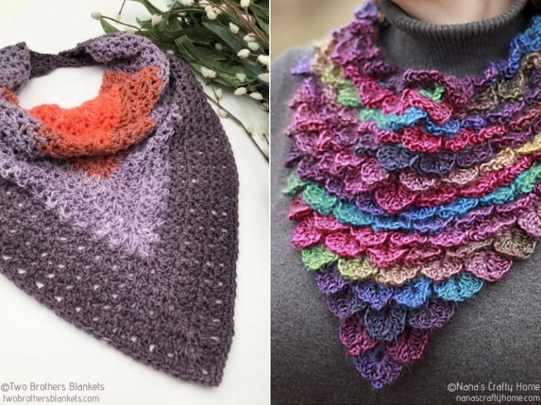 Two pictures of crocheted cowls.