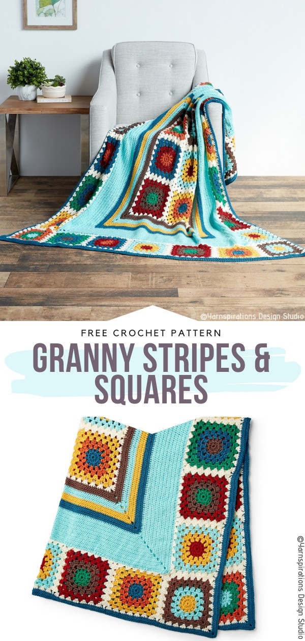 Granny Stripes & Squares Free Crochet Pattern