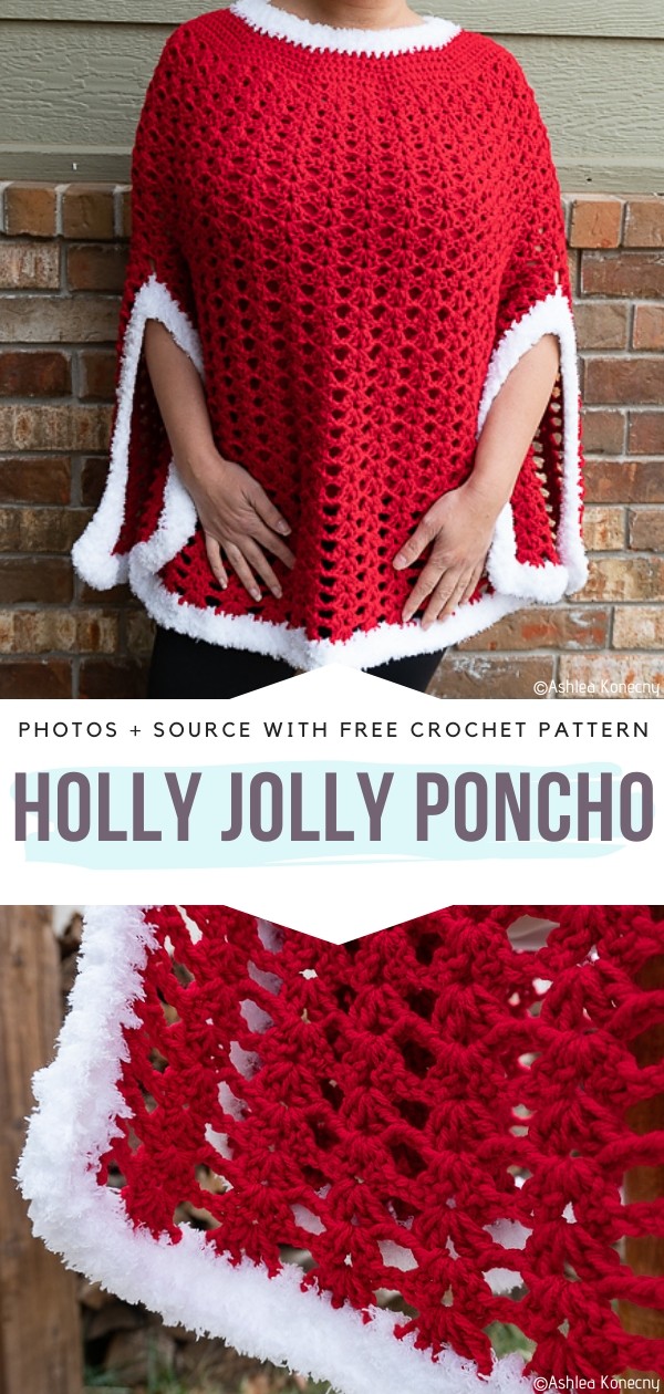 Holly Jolly Poncho Free Crochet Pattern