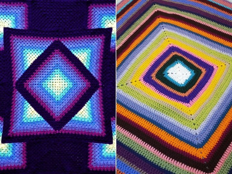 Multicolor Squares Blankets Free Crochet Patterns