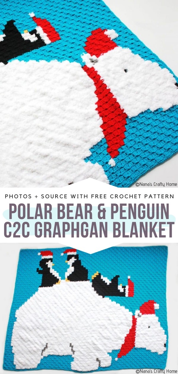Polar Bear & Penguin C2C Graphgan Blanket