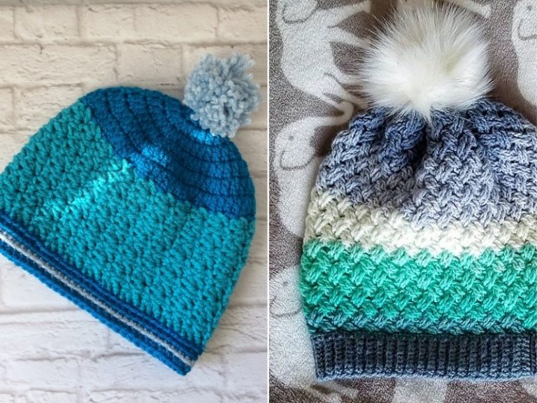 Shades of Blue Beanies Free Crochet Patterns
