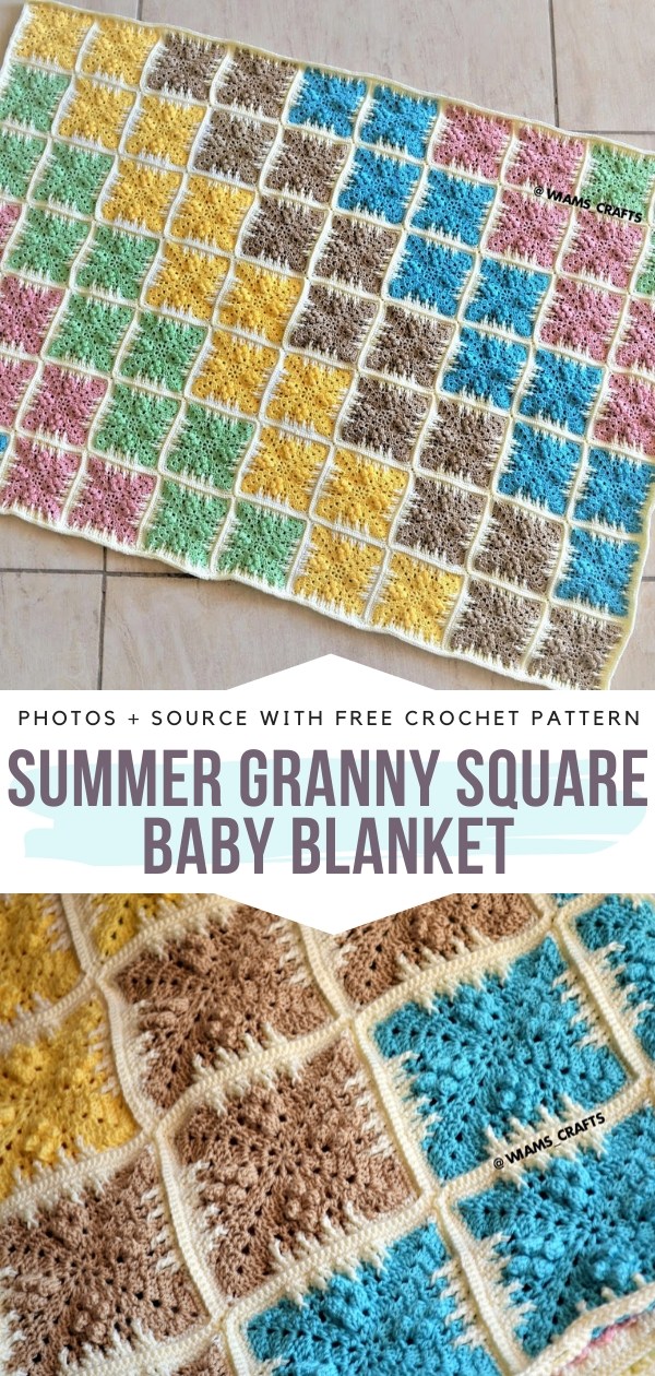 Summer Granny Square Baby Blanket Free Crochet Pattern