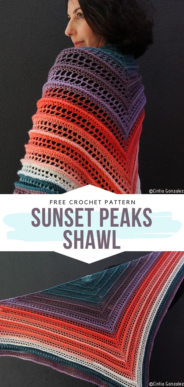 Sunset Peaks Shawl Free Crochet Pattern
