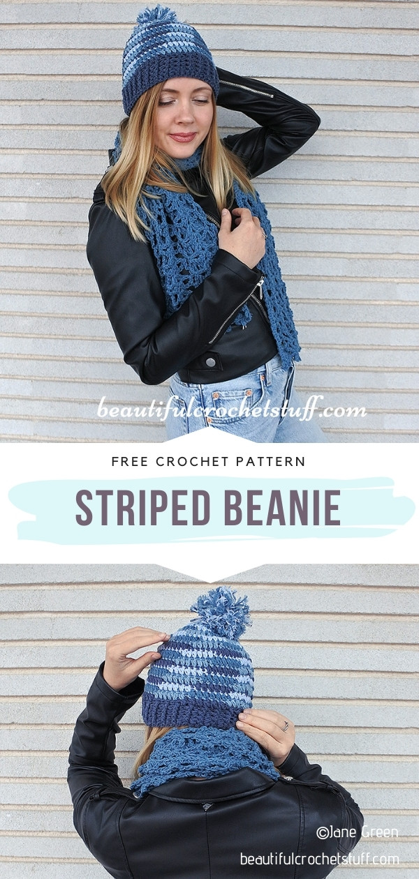 Crochet Striped Beanie