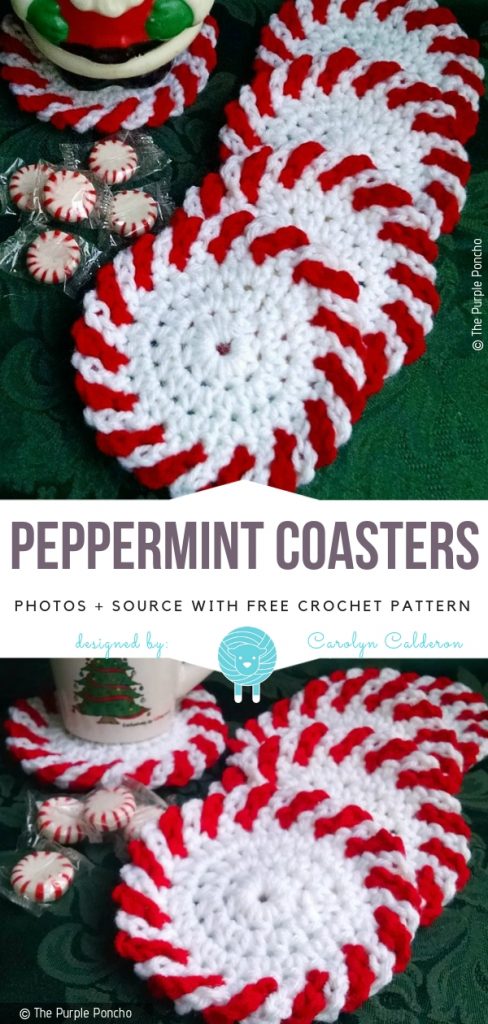 Peppermint Crochet Coasters - Free Patterns