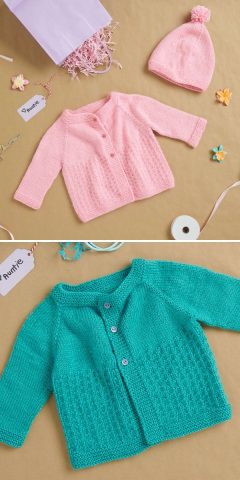 Girly Pink Knit Baby Cardigans - Free Patterns
