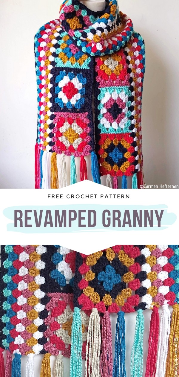 Crochet Granny Square Scarf