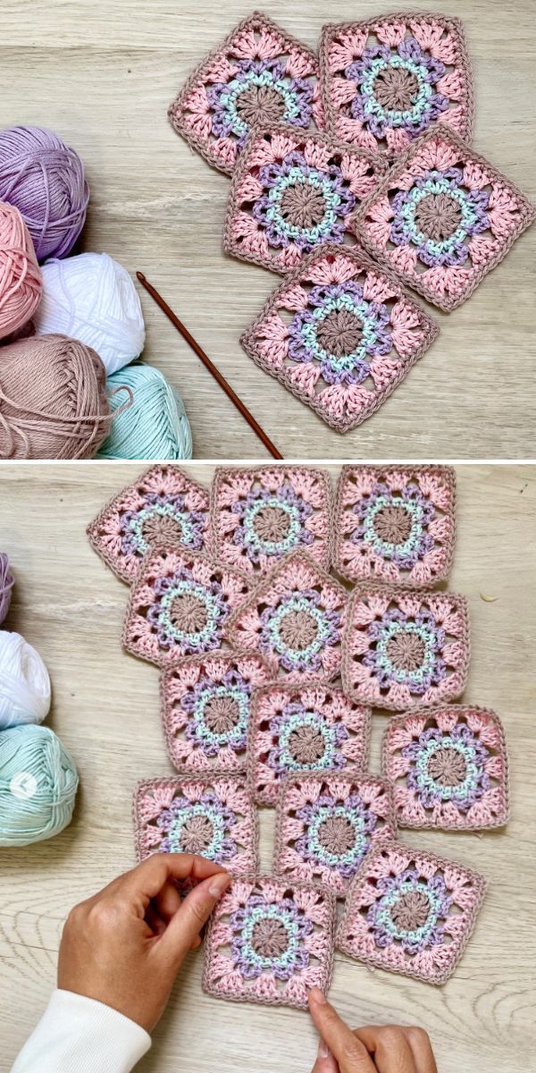 pastel colors vintage lacy crochet square