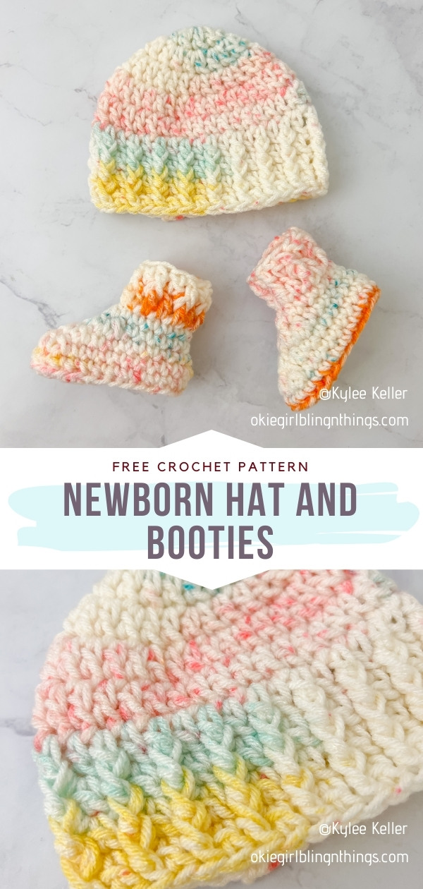 Newborn Hat & Booties Crochet Pattern - Free Crochet Pattern -  OkieGirlBling'n'Things