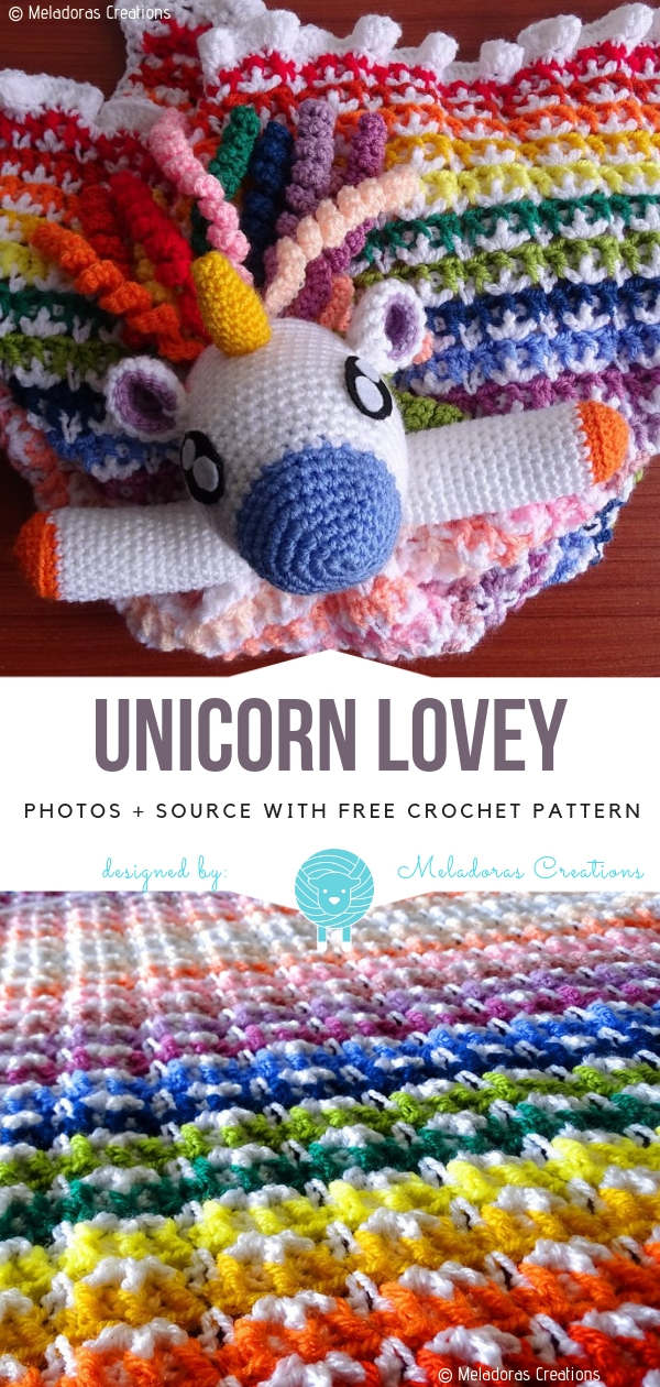 A crocheted unicorn afghan.