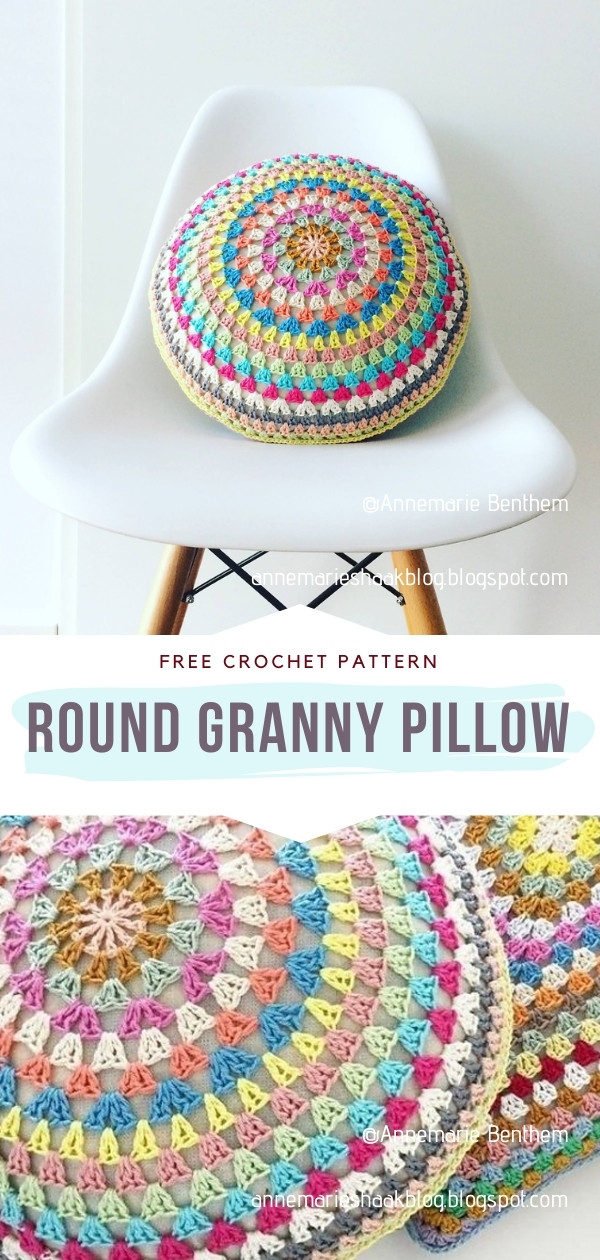 Round Granny Crochet Pillow