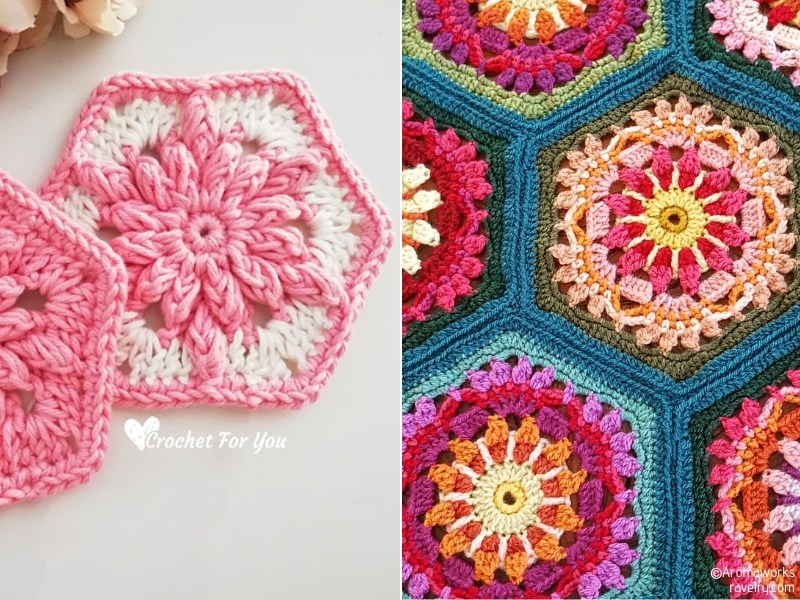 Crochet Flower Hexagons Free Patterns