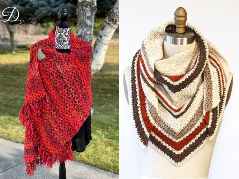 Hot Colors Shawls Free Crochet Patterns