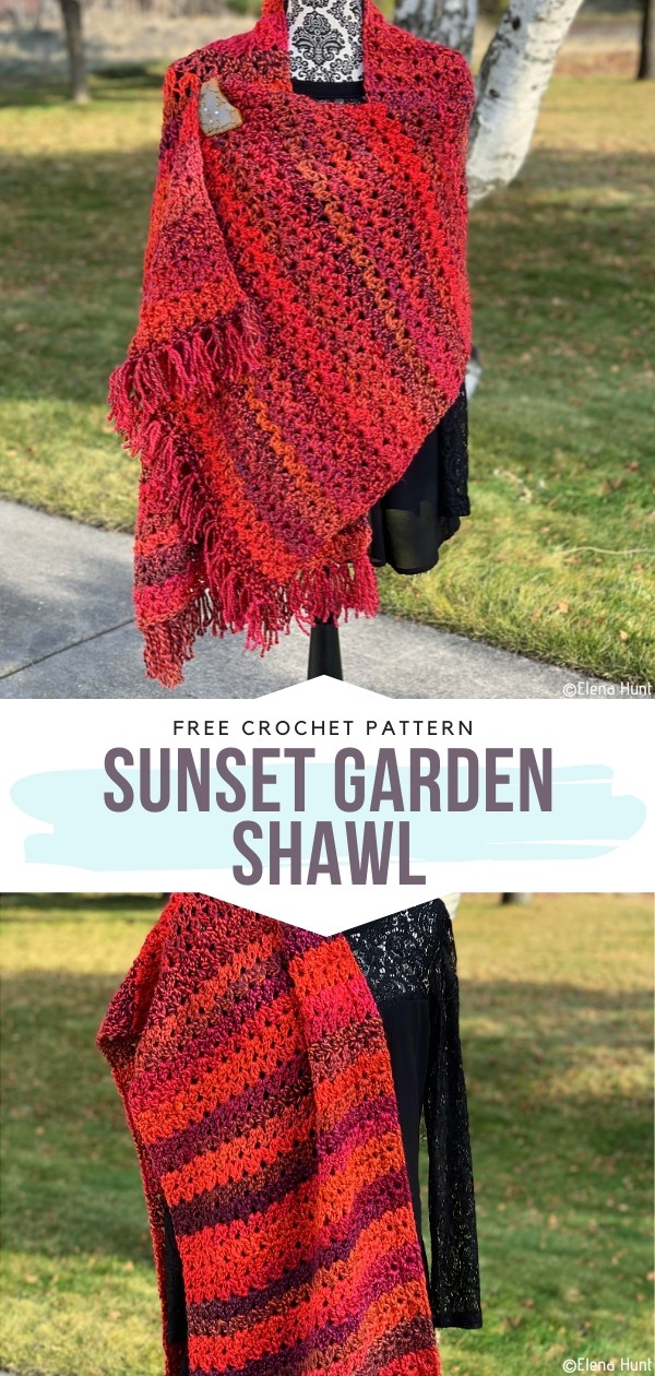 Sunset Garden Shawl Free Crochet Pattern