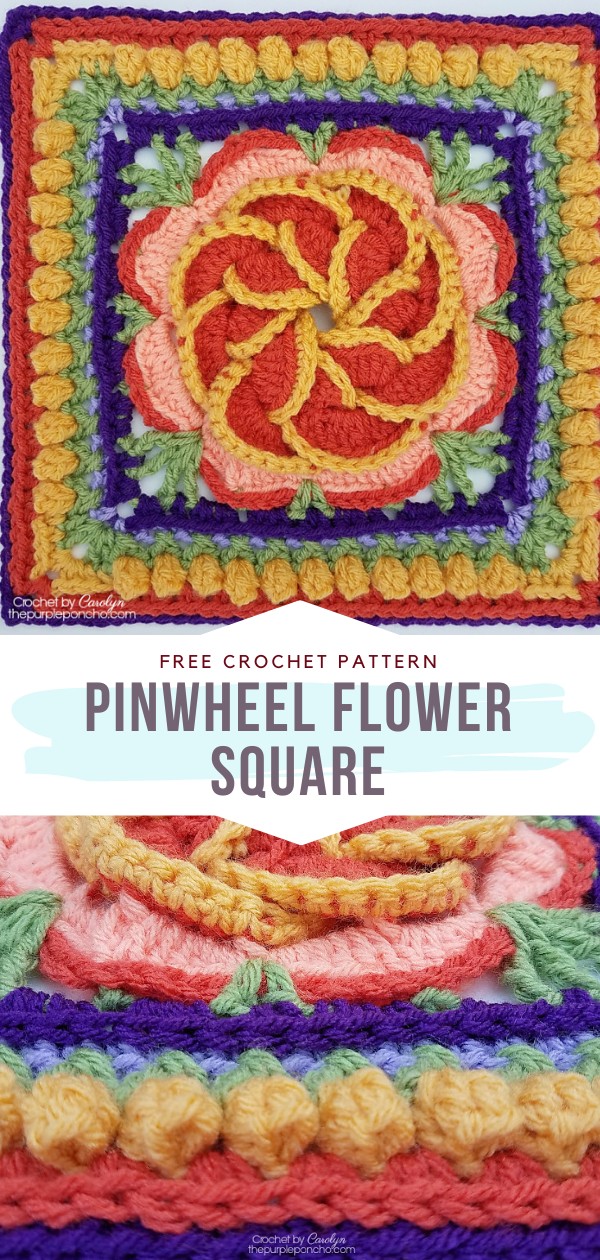 Pinwheel Flower Crochet Square