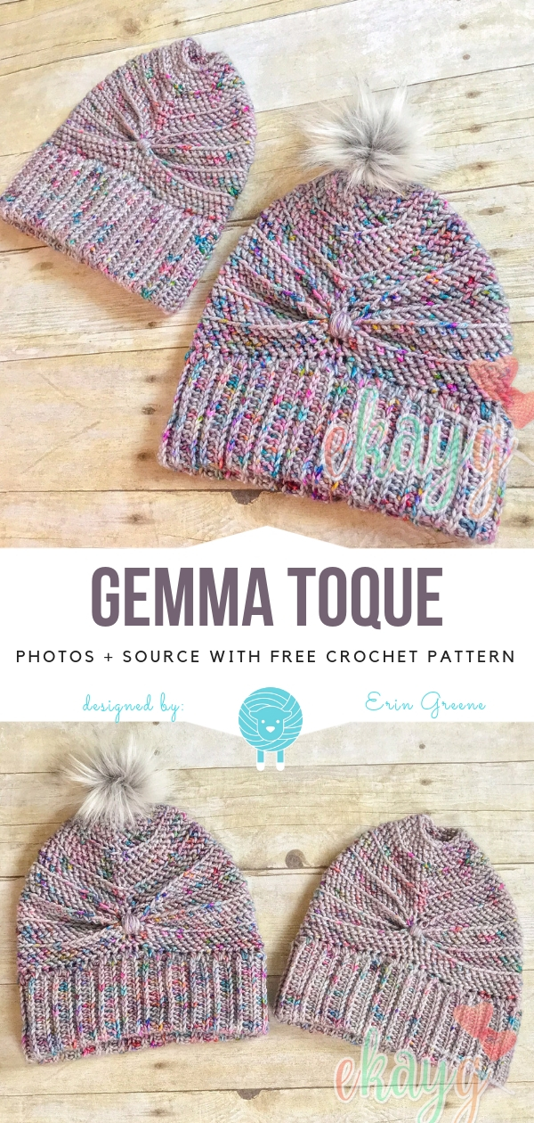 Two hats with the words Gemma Toque on them.