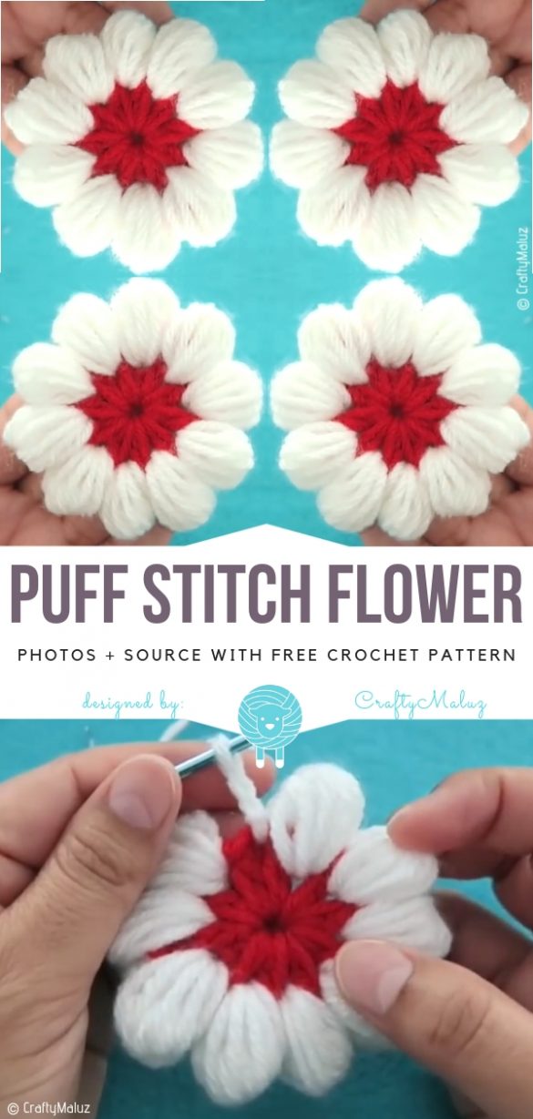 Puff Stitch Flower Free Crochet Pattern