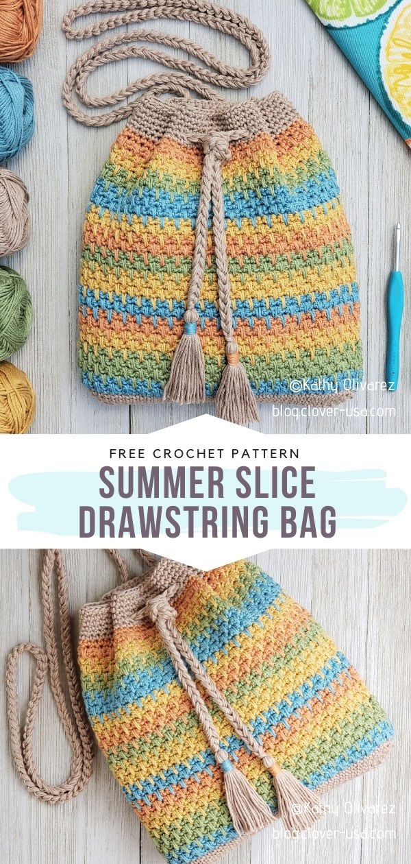Iris Meadow Shoulder Drawstring Bag PDF Crochet Pattern 
