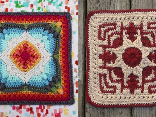 Colorful Afghan Blocks Free Crochet Patterns