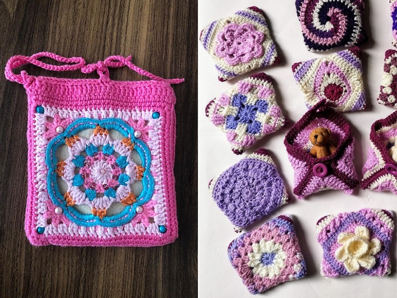 Colorful Crochet Pouches Free Patterns
