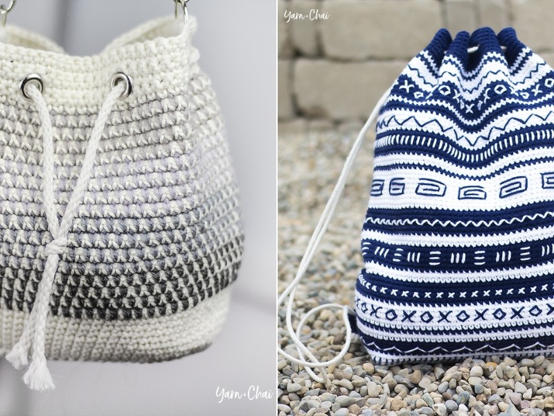 free crochet drawstring bag patterns