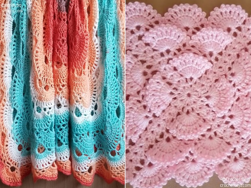 Shell Stitch Inspired Blankets Free Crochet Patterns