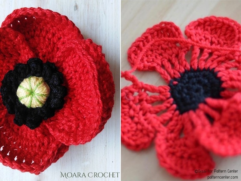 Crochet Poppies for Remembrance Day with Free Patterns