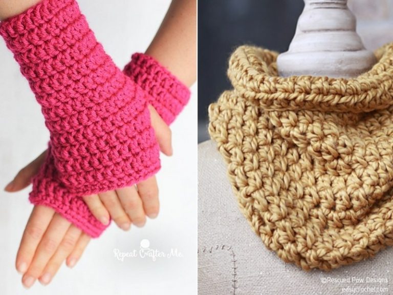 Quickly crochet fingerless gloves and wrist warmers.
