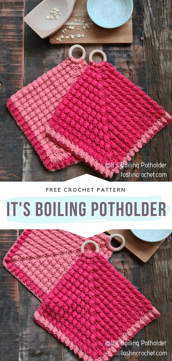 Double-thick Diagonally Crocheted Potholder pattern by Andrea Mielke   Crochet potholder patterns, Crochet pot holders free pattern, Crochet