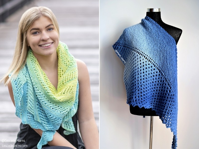 Asymmetrical Ombre Shawls with Free Knitting Patterns