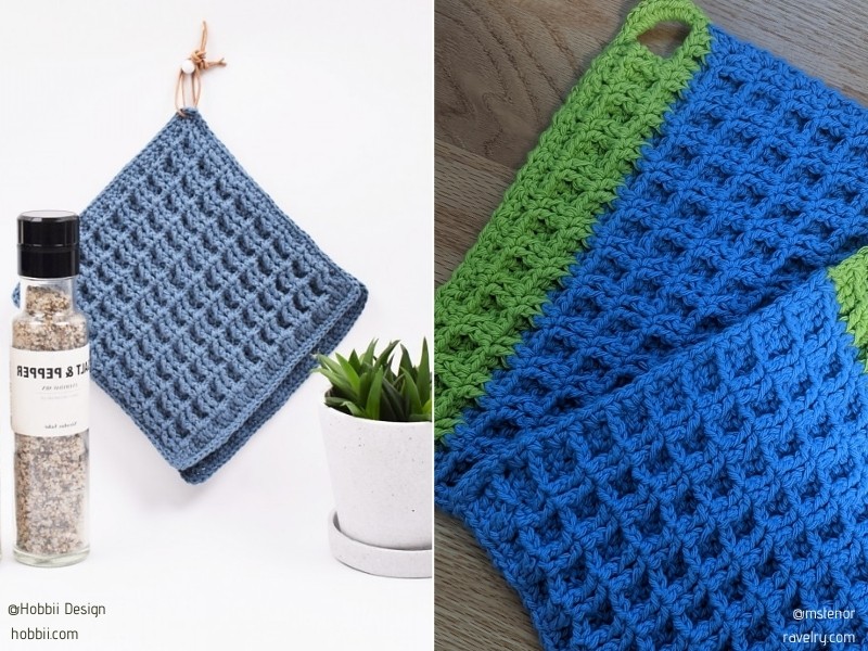 Waffle Stitch Potholders with Free Crochet Patterns