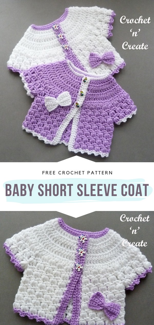 Baby Short Sleeve Crochet Coat