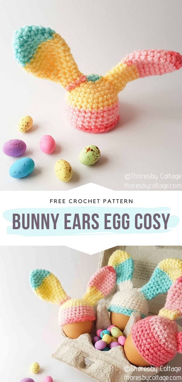 Bunny ears crochet egg cosy