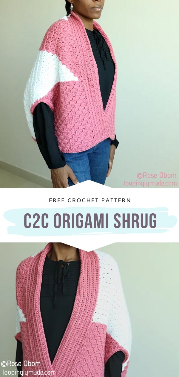 C2C Origami Crochet Shrug