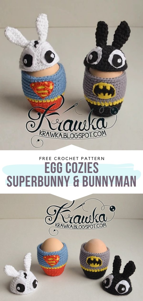 Crochet Egg Cozies Superbunny & Bunnyman