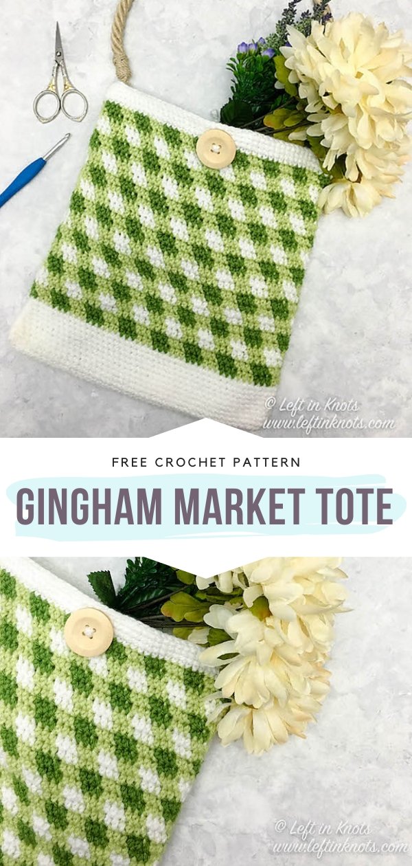 Gingham Market Tote