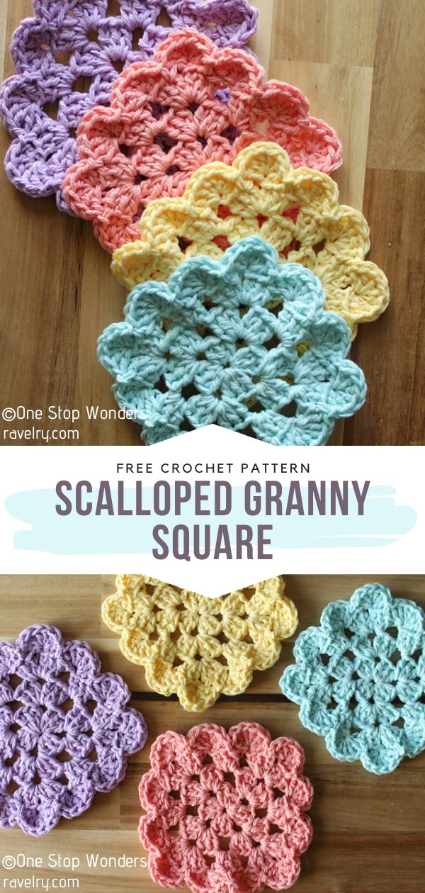 Scalloped Granny Square Crochet Coasters