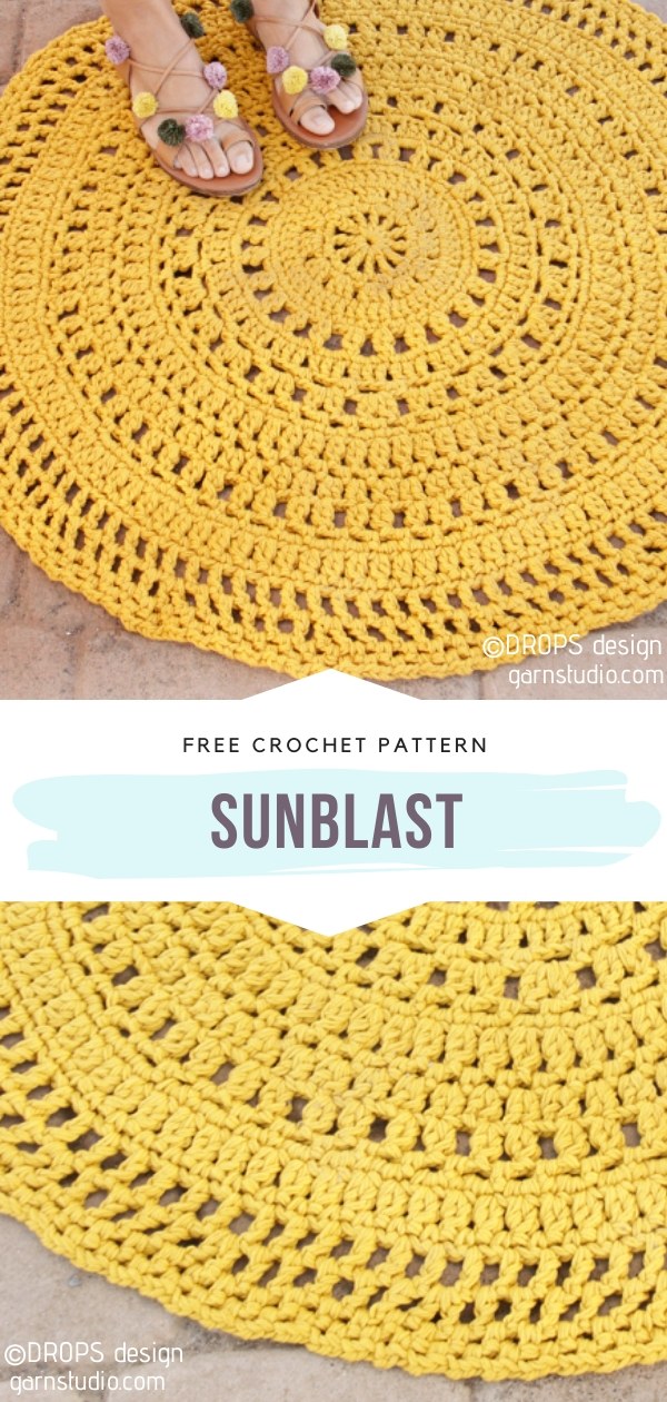 Yellow Crochet Mandala Rug