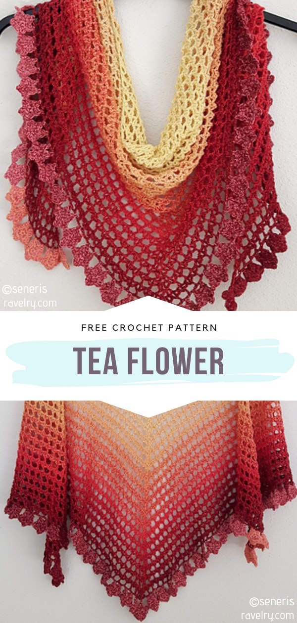 Tea Flower Crochet Shawl