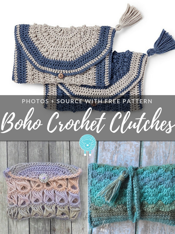 Boho crochet clutches free pattern.