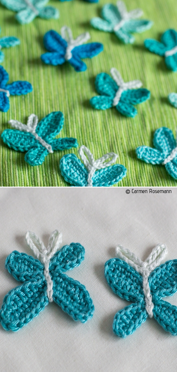 Butterfly Appliques9 Crochet Butterfly Appliquespink -  in