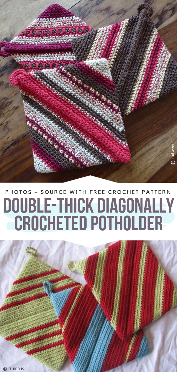 Crochet Double-thick Diagonal Potholder Free Crochet Pattern-Video   Crochet pot holders free pattern, Dishcloth crochet pattern, Crochet  potholder patterns