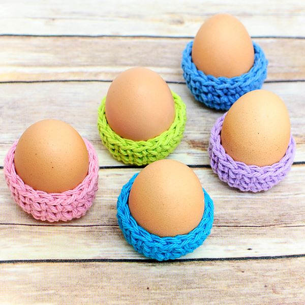 colorful crochet nest Easter Egg Cozies