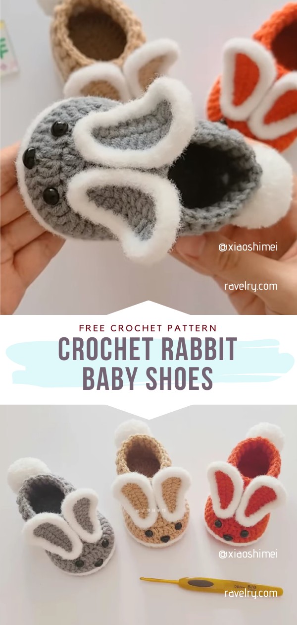 Crochet Bunny Baby Shoes - Free Patterns