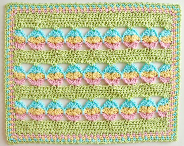 colorful Easter Crochet Blanket with egg motif