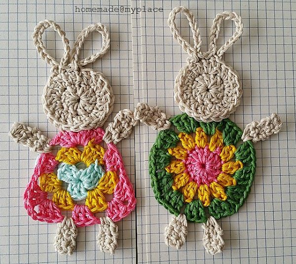 flat Crochet Easter Bunny applique pattern