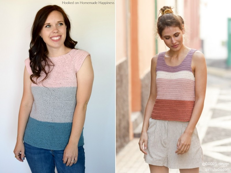 Color-Block Crochet Tops with Free Patterns